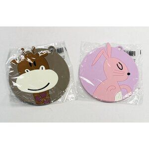 Lot 2 Food Safe Silicone 6" HOT PADS Trivets Brown Giraffe Pink Rabbit NIP NEW